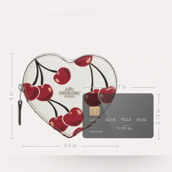 Coach NWT Heart Coin Case With Cherry Print - Picture 5 of 12